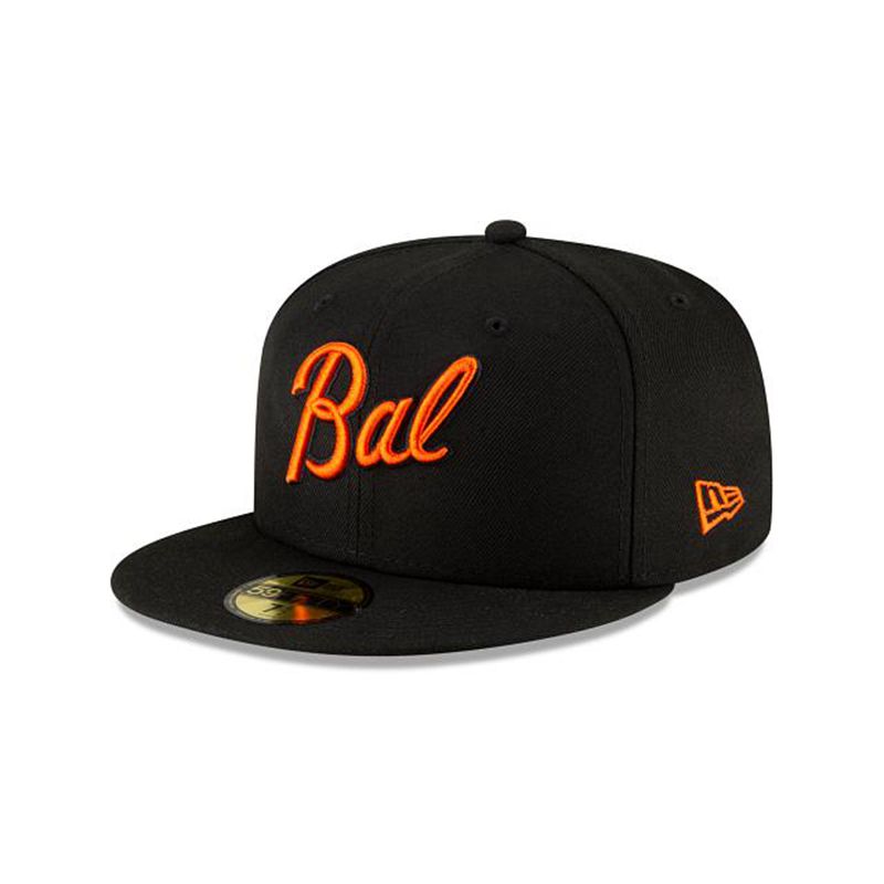 MLB Baltimore Orioles Ligature 59Fifty Fitted (EJR7118) - Black New Era Caps